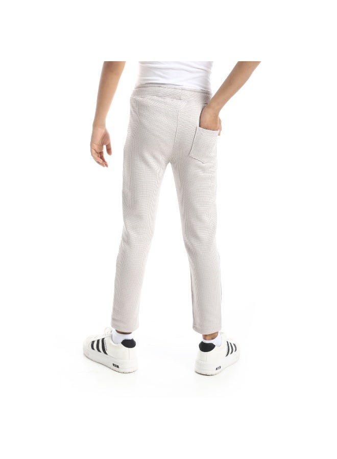 Andora Self-Patterned Elastic Waist Casual Pants_Light Grey - Image 2